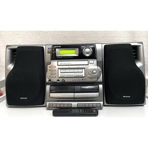 AIWA CA-DW630 Stereo Disc CD Player Dual Cassette Boombox W/ Speakers + Remote